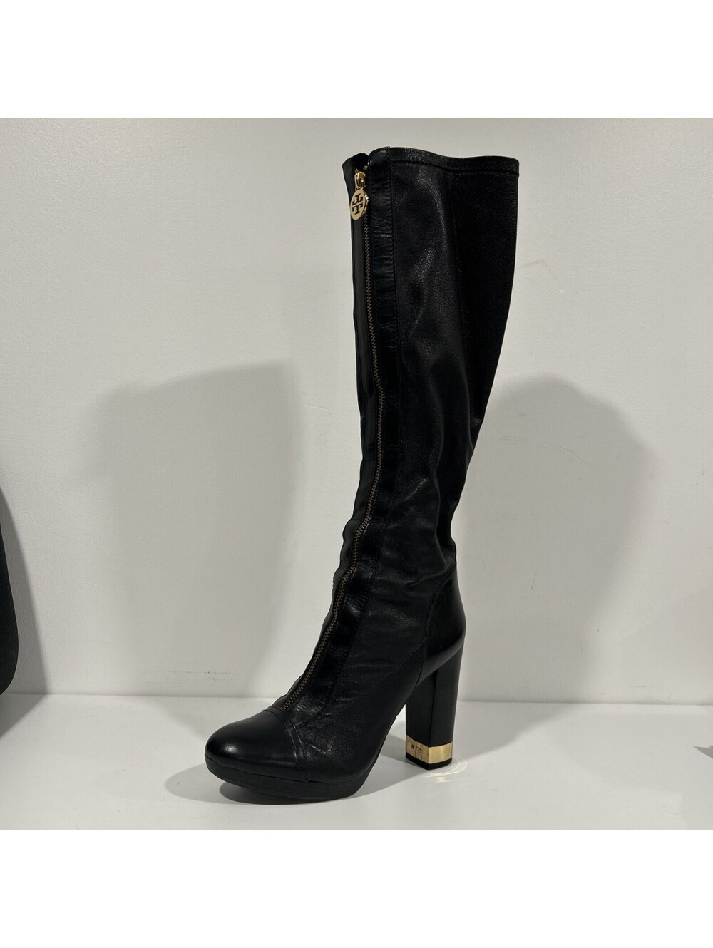 Tory Burch Mary Knee High Black Leather Boots Womens Size 7